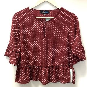 NWT Alice Blue Stitch Fix Burgundy/Dot Blouse SZ M